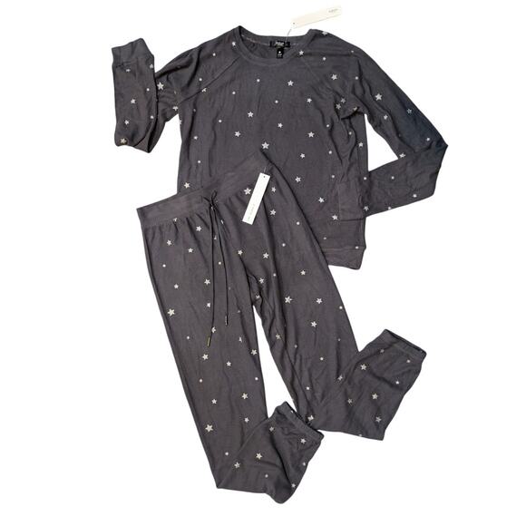 NWT Aqua Star Print Pajama Set Gray Size XS - Picture 3 of 3